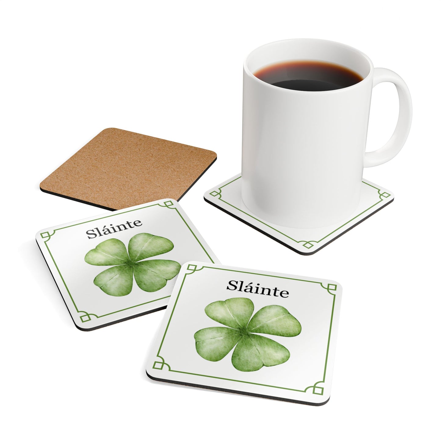 St Patrick's Day - Slainte Corkwood Coaster Set