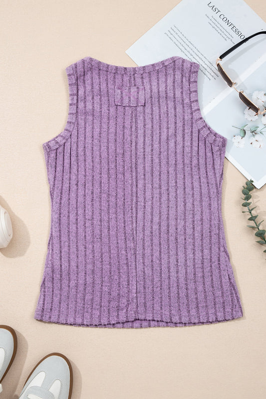 Solid Mineral Wash Ribbed Tank Top