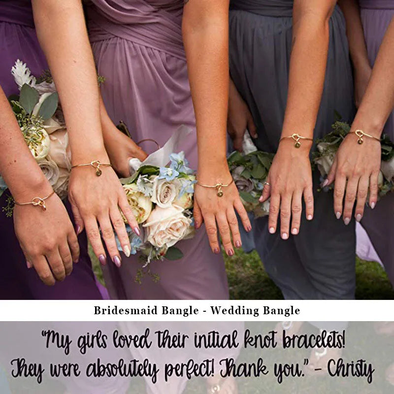 Jisensp Personalize A-Z Knot Initial Bracelets Bangles 26 Letter Open Armband Cuff Bangle for Women Bridesmaid Jewelry Pulseira