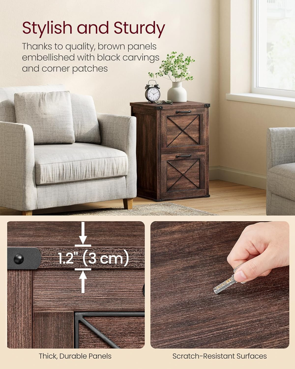 Maroon Brown File Cabinet With 2 Drawers For A4 And Letter Size