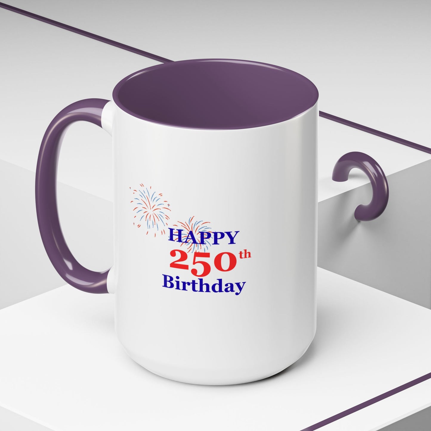 250th Anniversary Coffee Mug – 1776–2026 Patriotic Fireworks Accent Mug