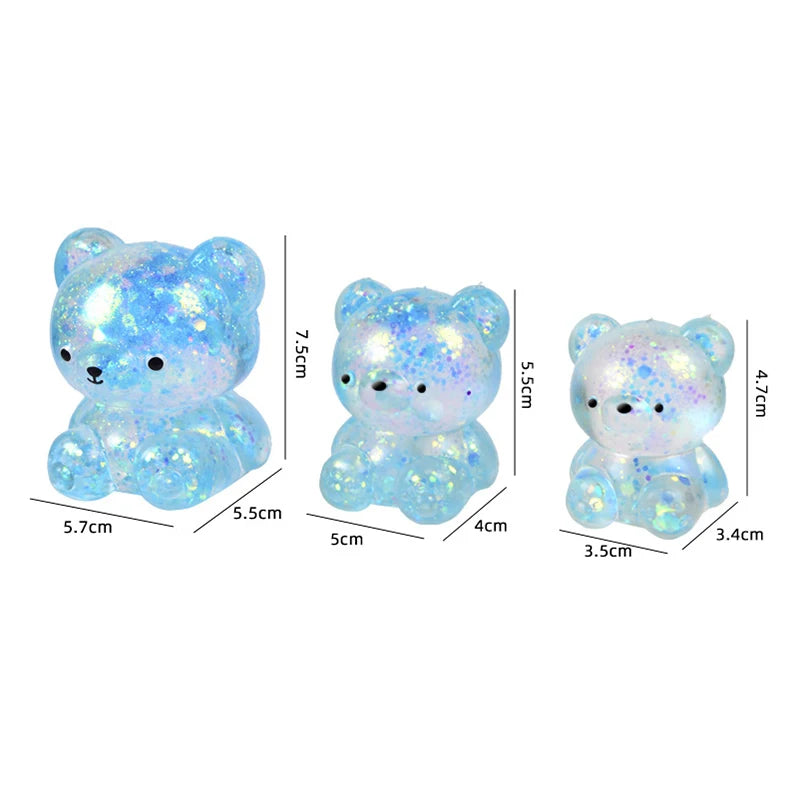 Glitter Gummy Bear Needoh Small Cute Animal Anti Stress Fidget Splat