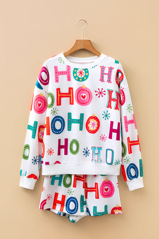 Christmas Long Sleeve Top & Shorts Lounge Set