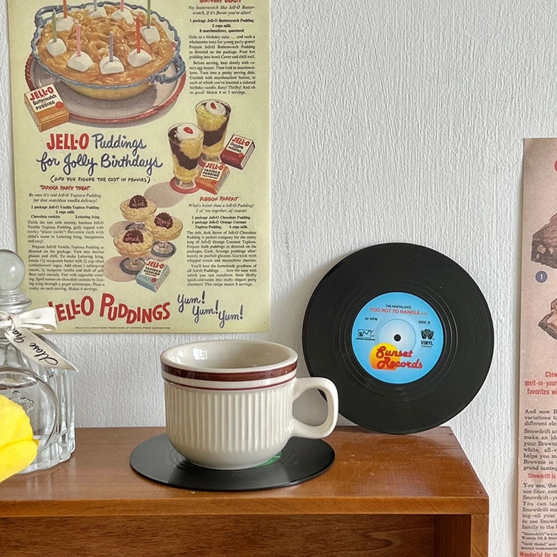 Retro Vinyl Record Drink or Bar Top Coasters - 6pcs