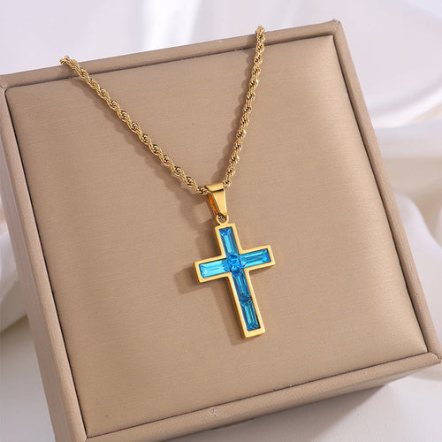 Fashion Jewelry European And American Ing Style Diamond Cross Necklace