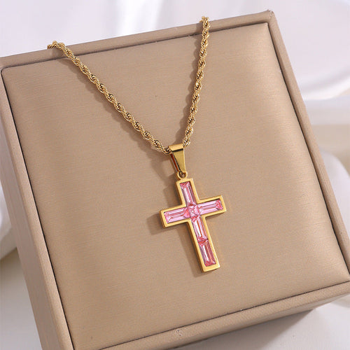 Fashion Jewelry European And American Ing Style Diamond Cross Necklace