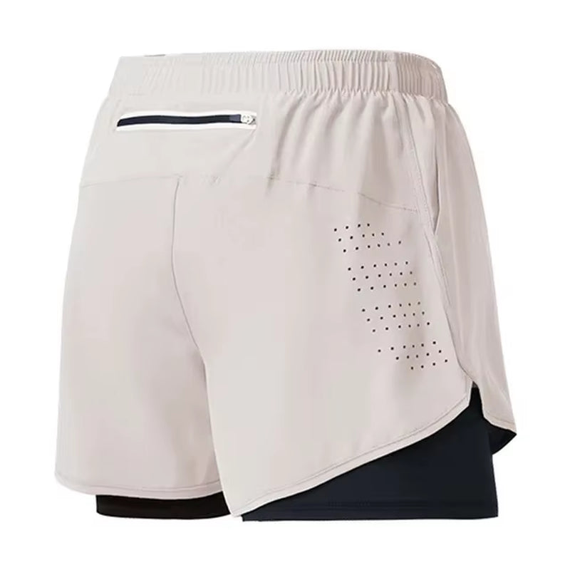 Men's Running Shorts Quick-Drying Fitness Black Double Layer Shorts Men New Sport Workout Training Bodybuilding Short Pants
