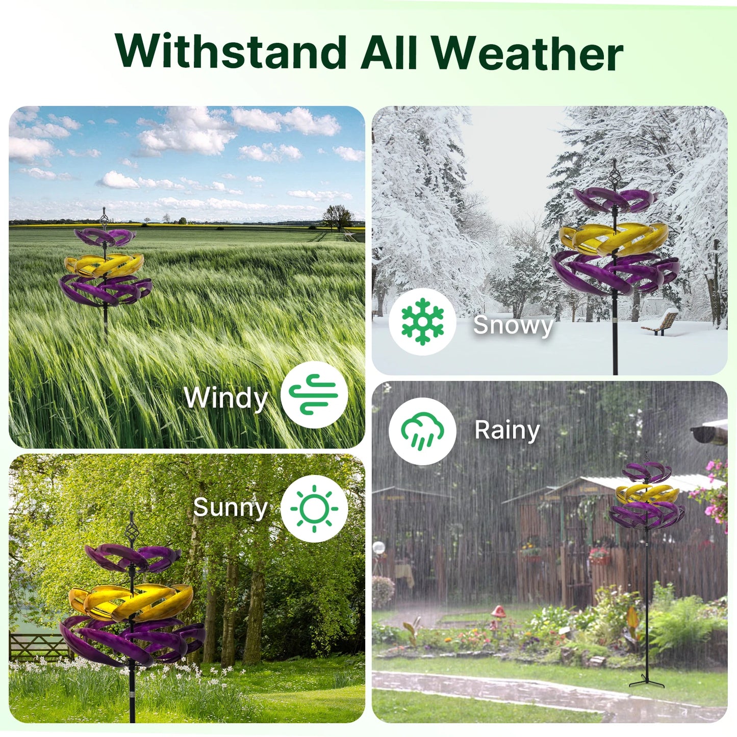 Wind Spinners Outdoor, 77" Large Metal Kinetic Wind Sculptures for Garden, 360 Degrees Swivel Yard Art with 2Pcs Welcome Flag