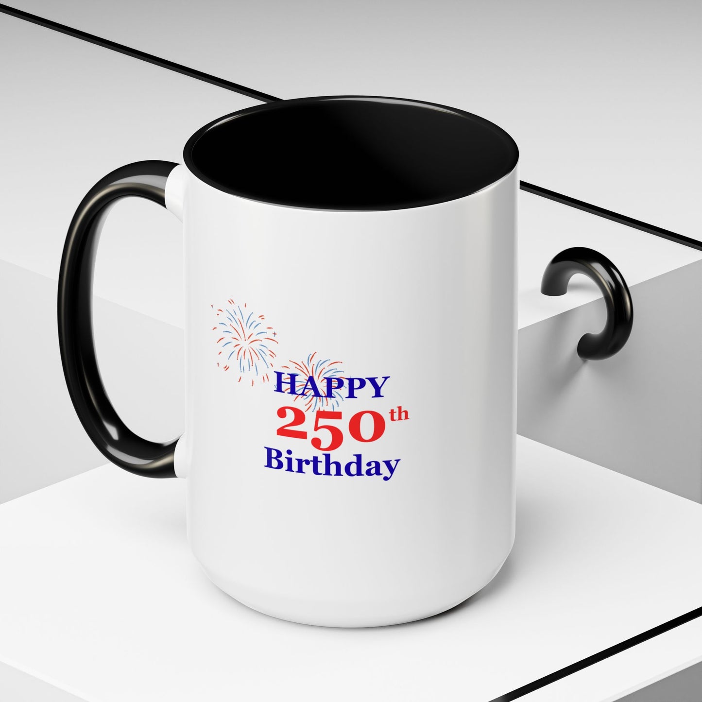 250th Anniversary Coffee Mug – 1776–2026 Patriotic Fireworks Accent Mug