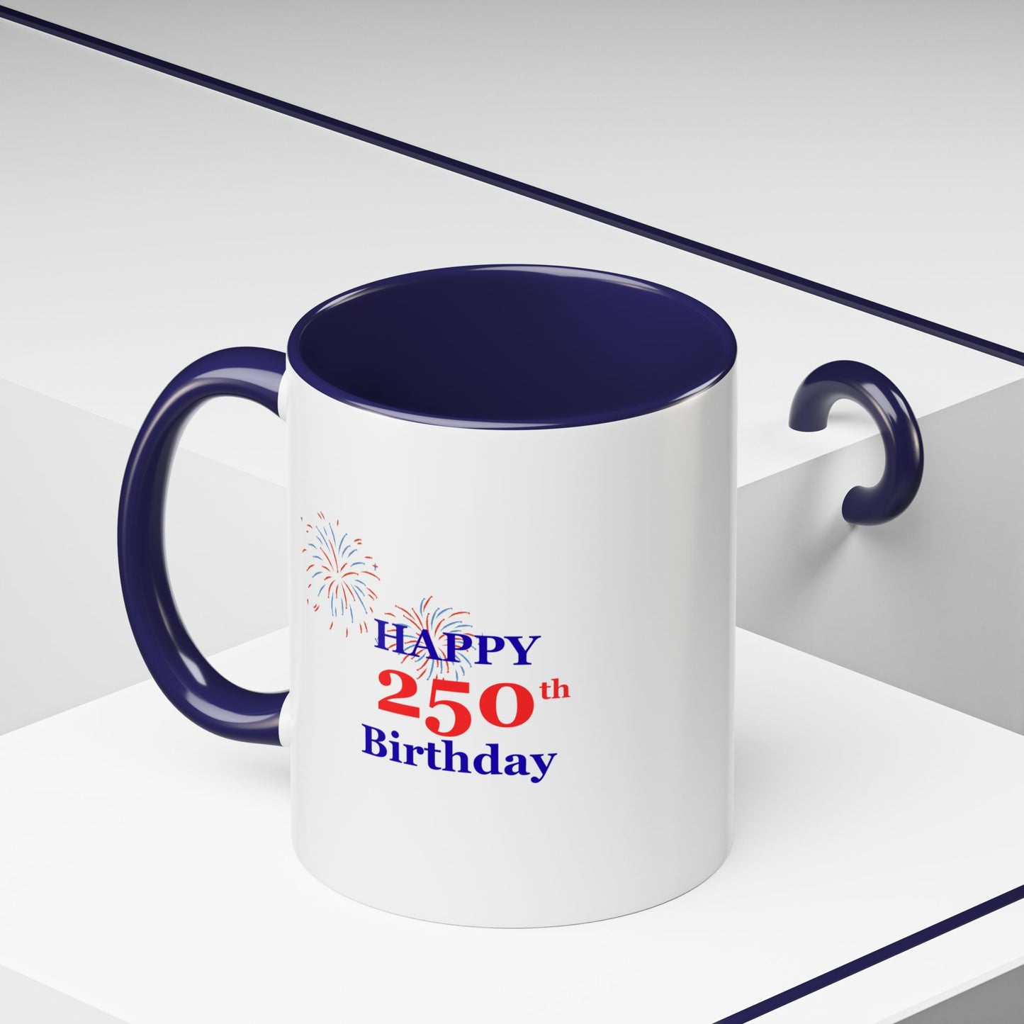 250th Anniversary Coffee Mug – 1776–2026 Patriotic Fireworks Accent Mug