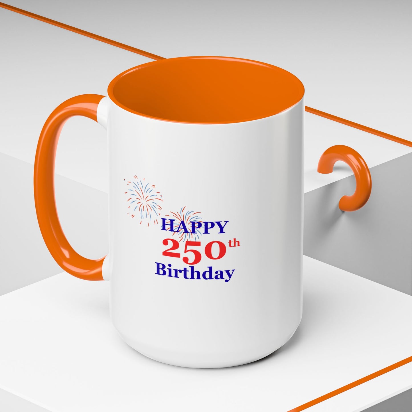 250th Anniversary Coffee Mug – 1776–2026 Patriotic Fireworks Accent Mug