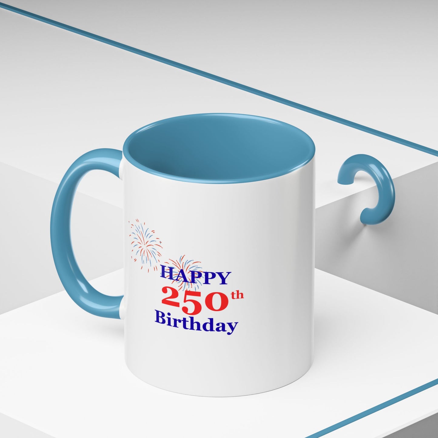 250th Anniversary Coffee Mug – 1776–2026 Patriotic Fireworks Accent Mug
