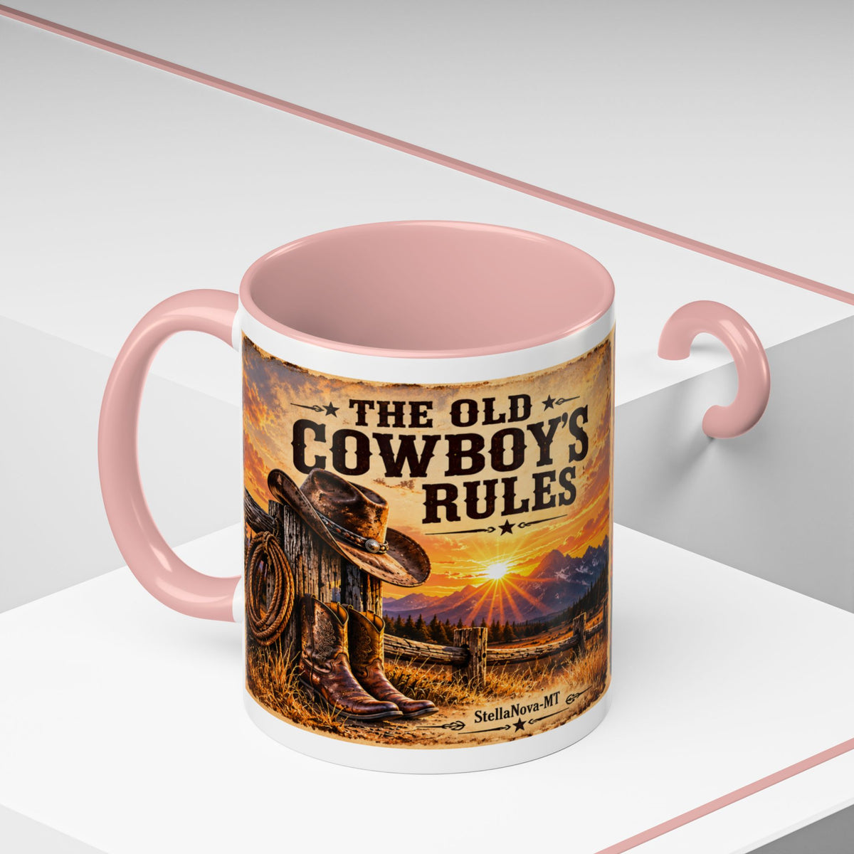 The Old Cowboy Rules Accent Coffee Mug (11, 15oz)