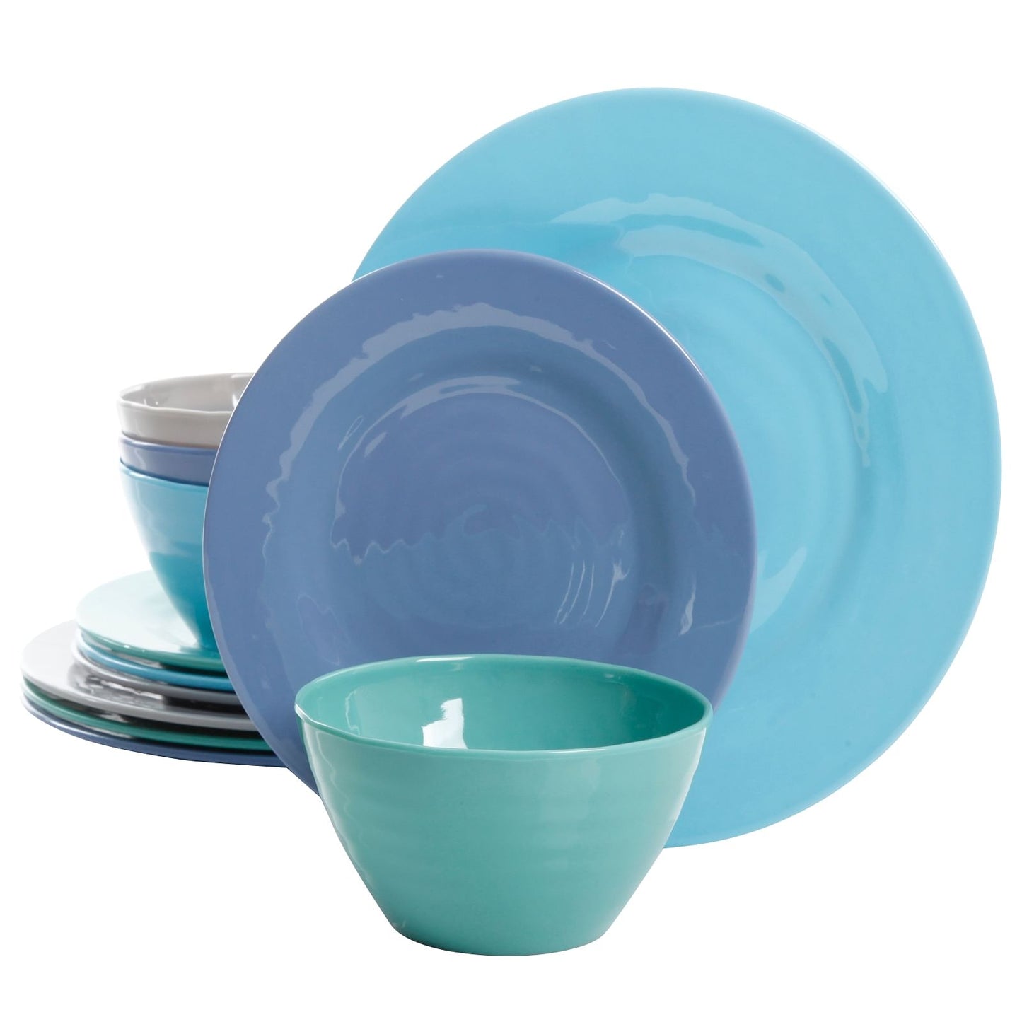 Gibson Home Brist -12 Piece Dinnerware Set in 4 Assorted Colors
