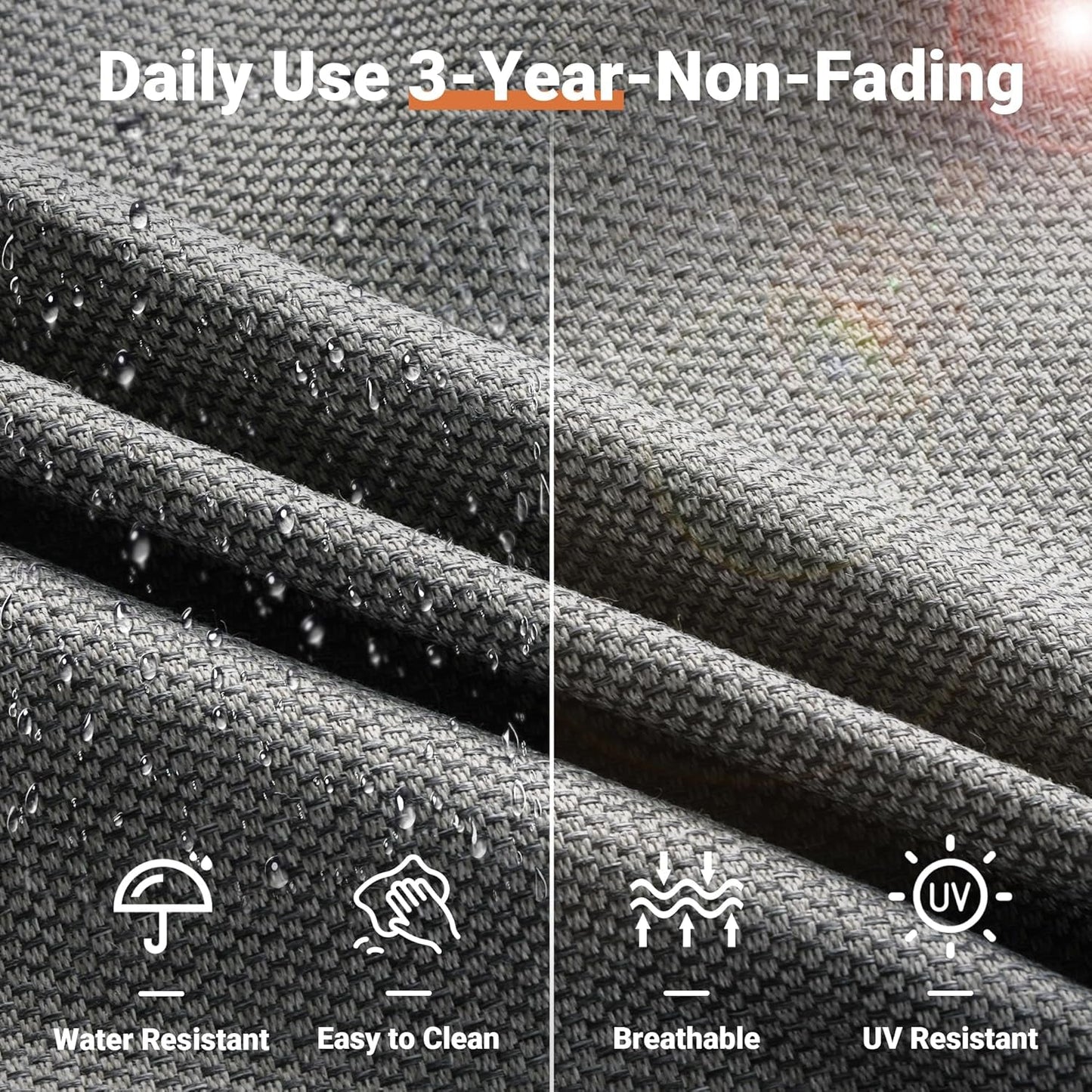 5 Piece Outdoor Patio Furniture with 3 Seat Sofa,Rattan Wicker