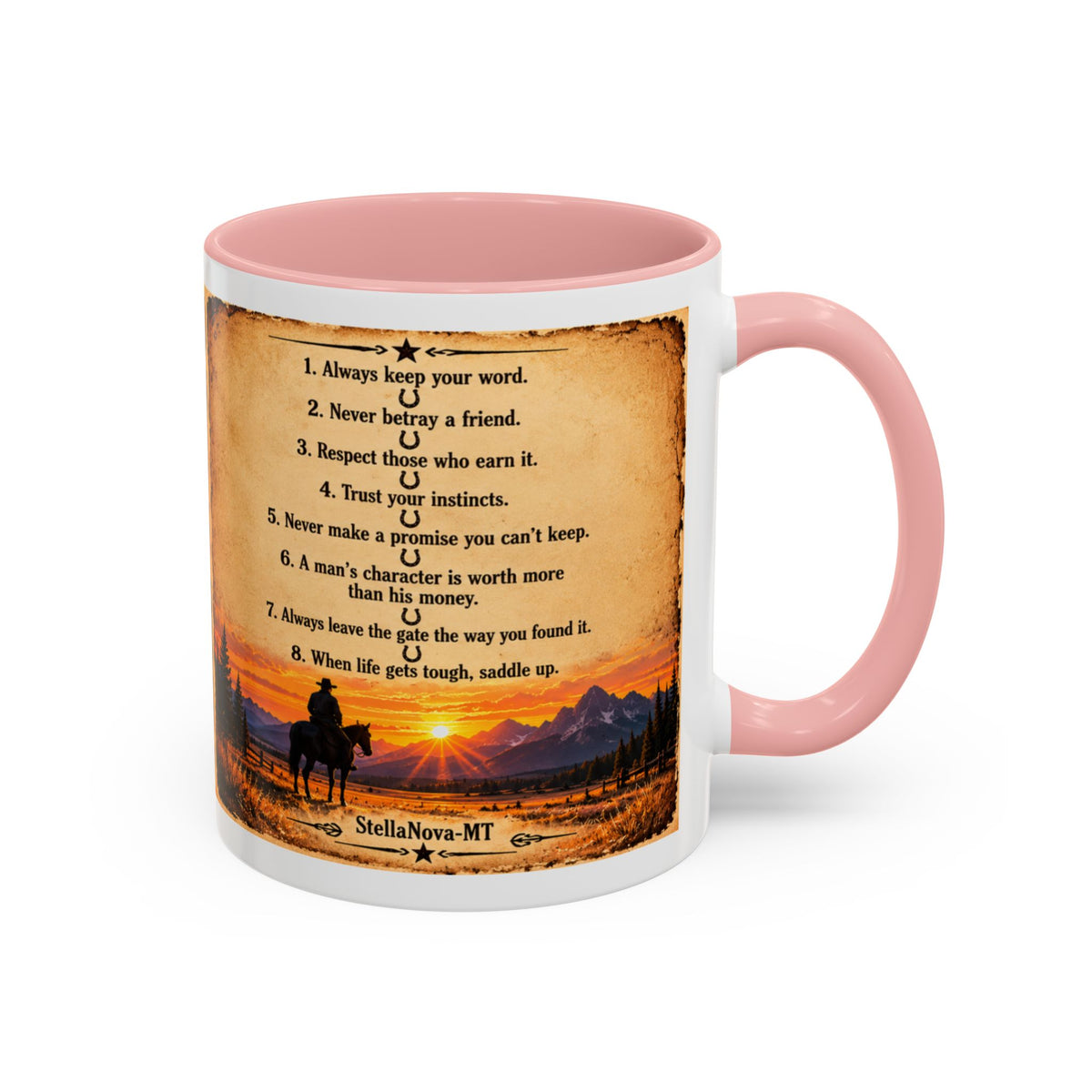 The Old Cowboy Rules Accent Coffee Mug (11, 15oz)
