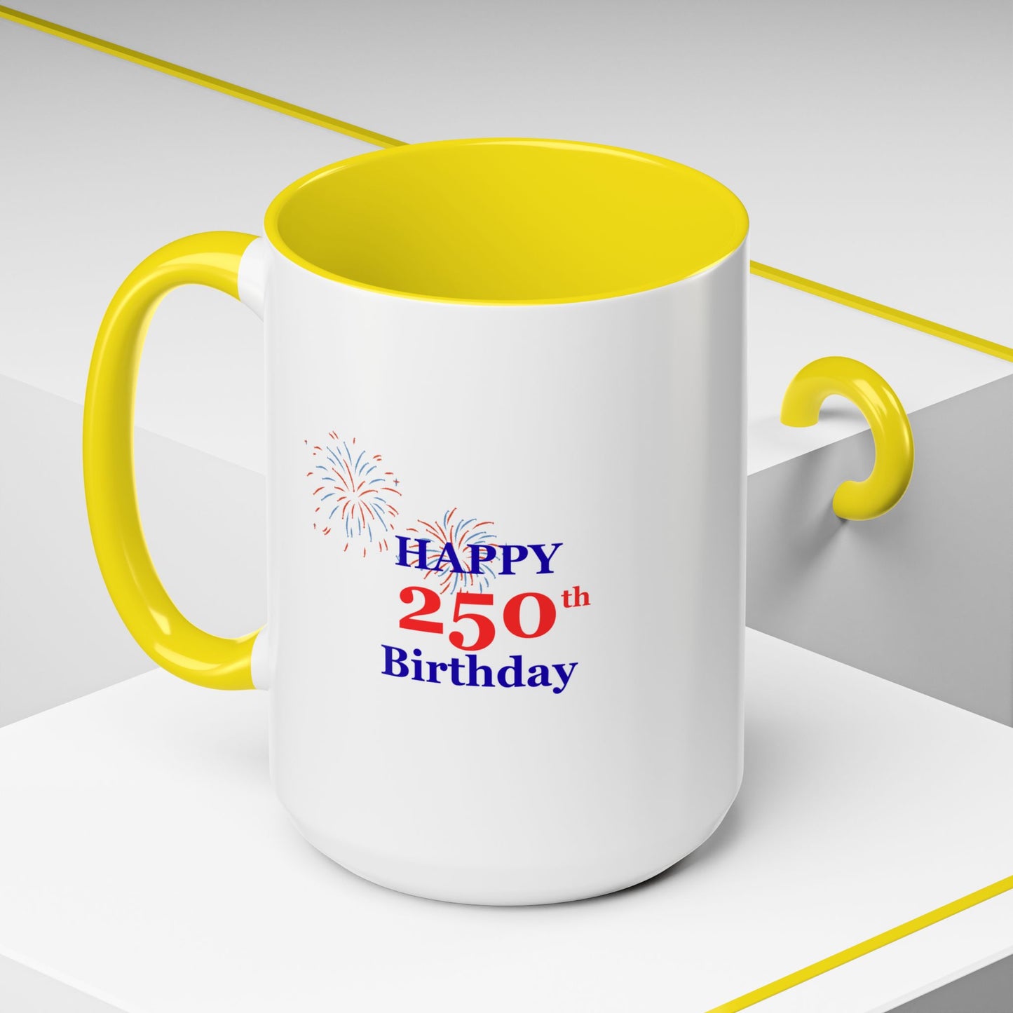 250th Anniversary Coffee Mug – 1776–2026 Patriotic Fireworks Accent Mug