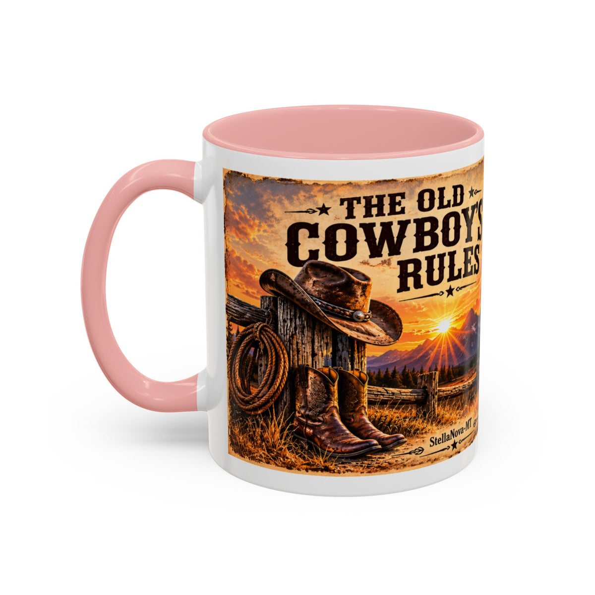 The Old Cowboy Rules Accent Coffee Mug (11, 15oz)