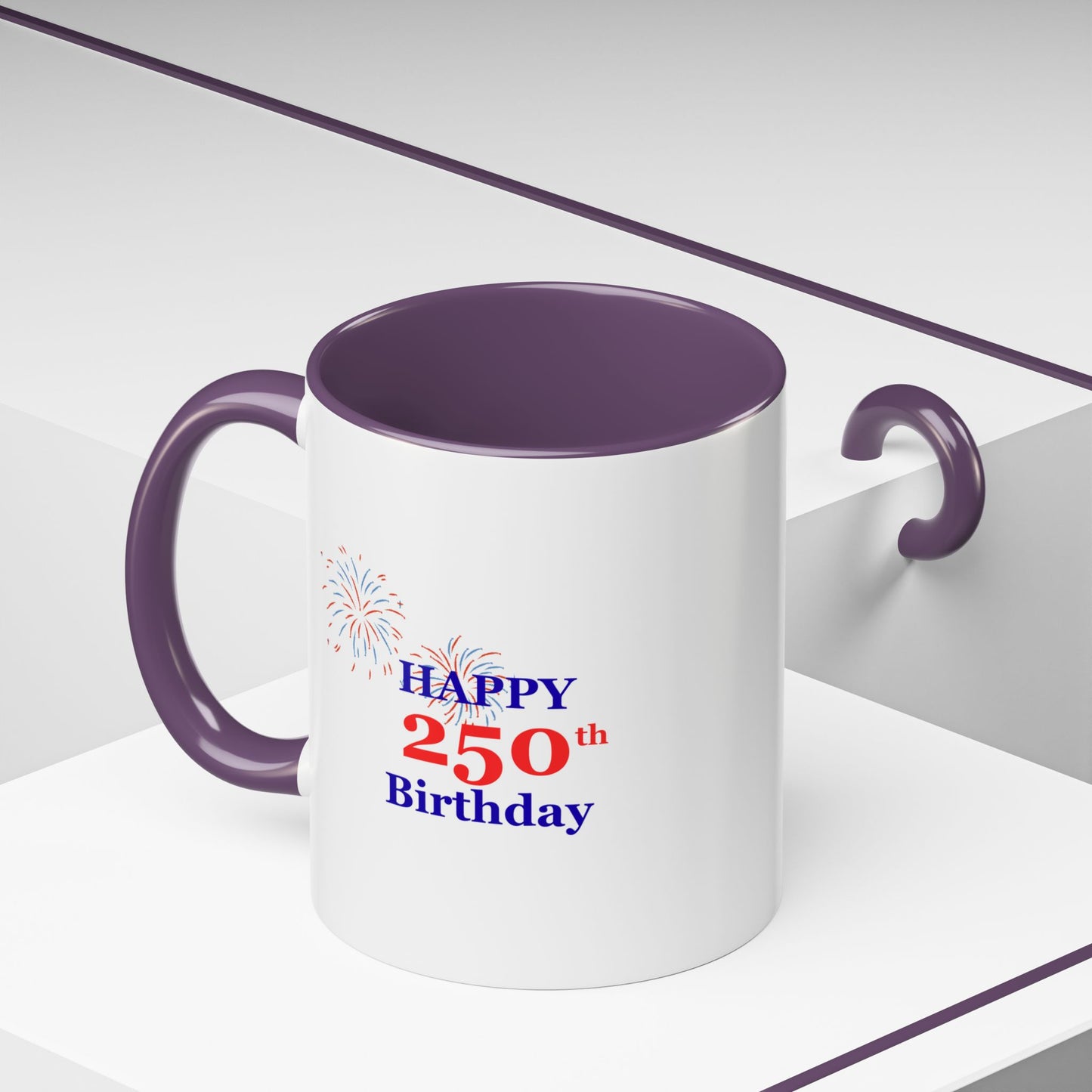 250th Anniversary Coffee Mug – 1776–2026 Patriotic Fireworks Accent Mug