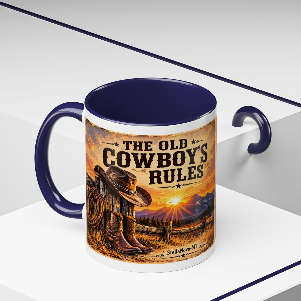 The Old Cowboy Rules Accent Coffee Mug (11, 15oz)