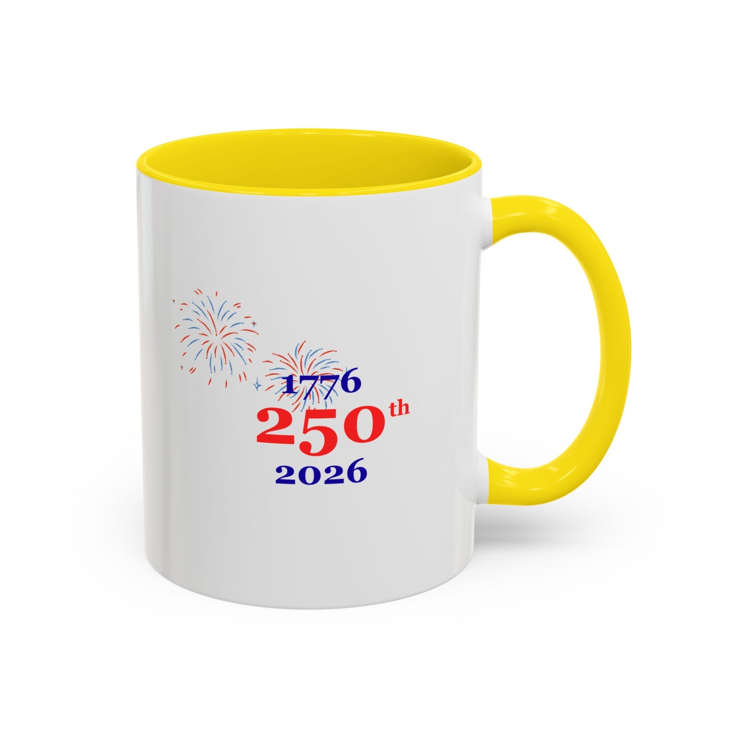 250th Anniversary Coffee Mug – 1776–2026 Patriotic Fireworks Accent Mug