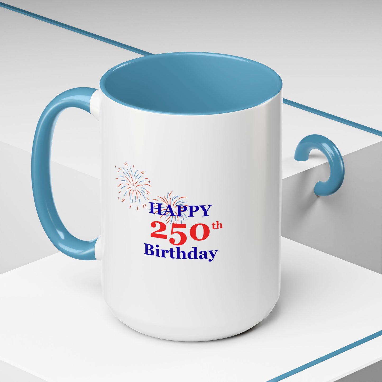 250th Anniversary Coffee Mug – 1776–2026 Patriotic Fireworks Accent Mug