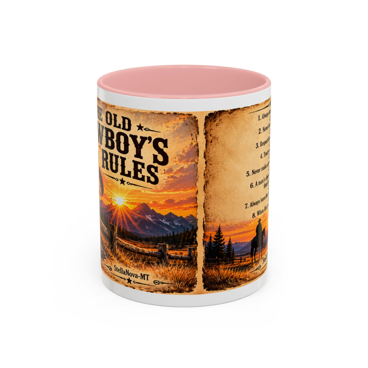 The Old Cowboy Rules Accent Coffee Mug (11, 15oz)