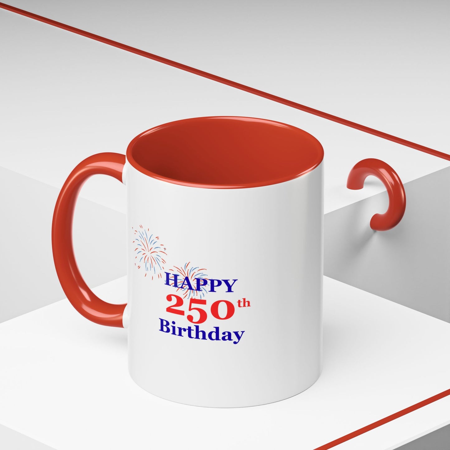 250th Anniversary Coffee Mug – 1776–2026 Patriotic Fireworks Accent Mug