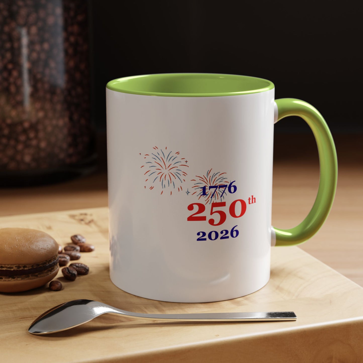 250th Anniversary Coffee Mug – 1776–2026 Patriotic Fireworks Accent Mug