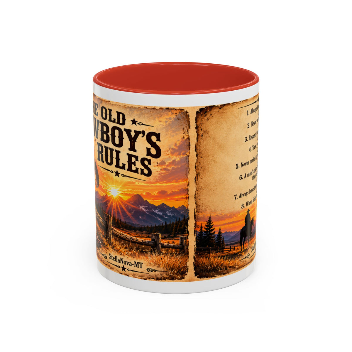 The Old Cowboy Rules Accent Coffee Mug (11, 15oz)
