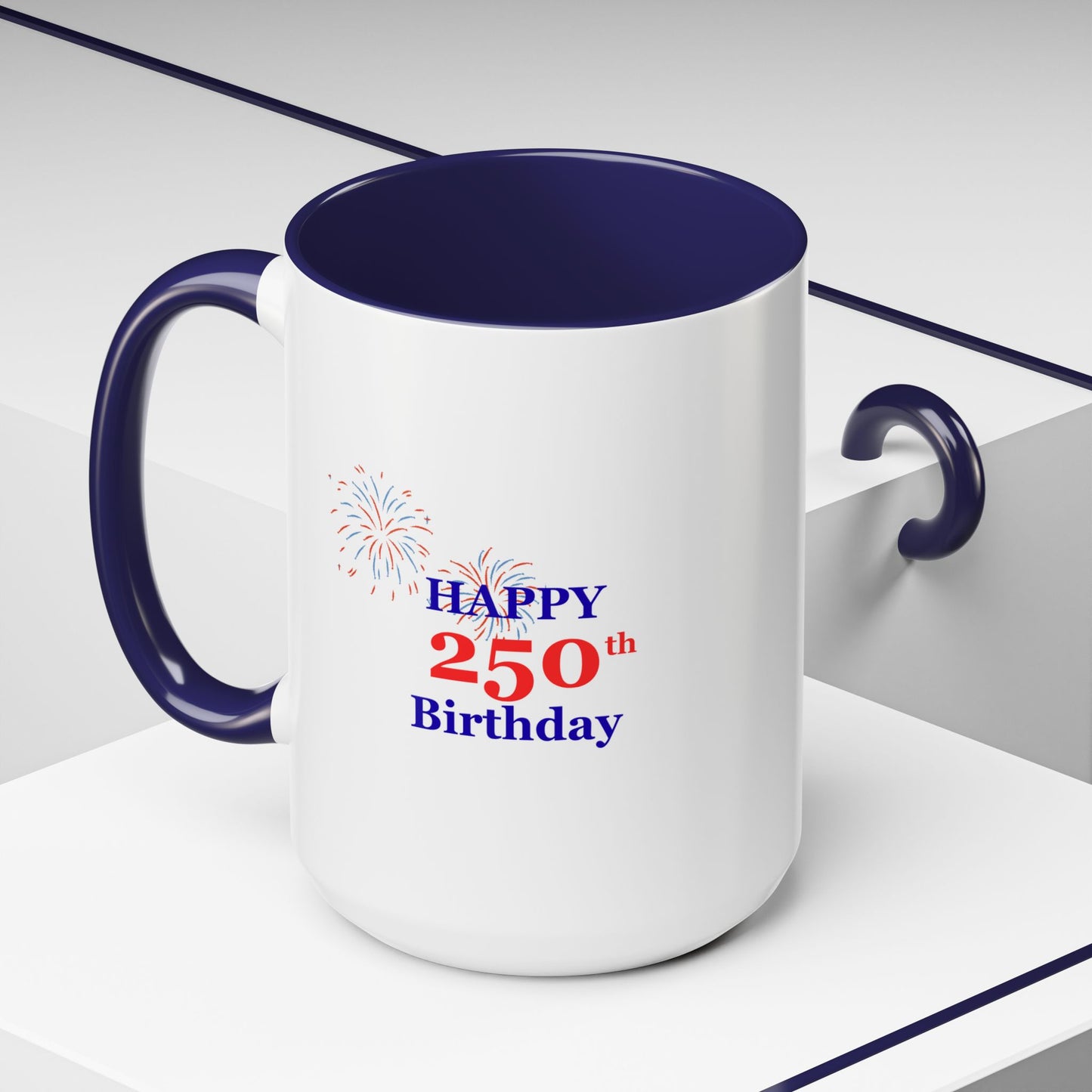 250th Anniversary Coffee Mug – 1776–2026 Patriotic Fireworks Accent Mug