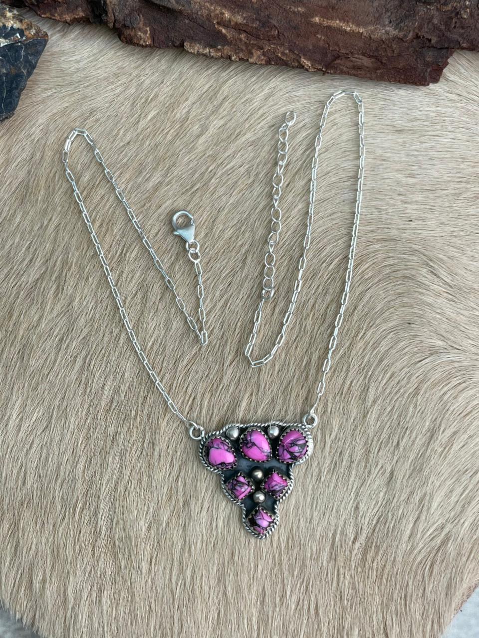 Handmade Sterling Silver Cherry Blossom Necklace "Signed Nizhoni"