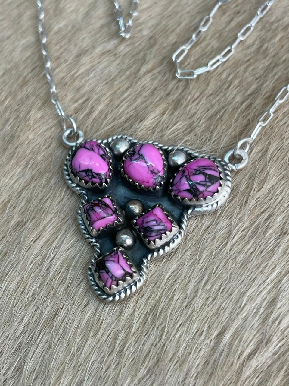 Handmade Sterling Silver Cherry Blossom Necklace "Signed Nizhoni"