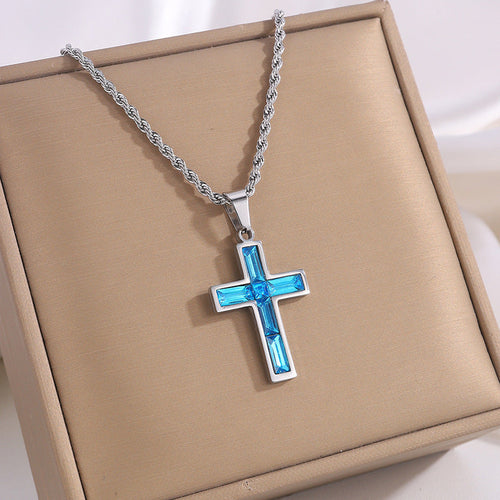 Fashion Jewelry European And American Ing Style Diamond Cross Necklace