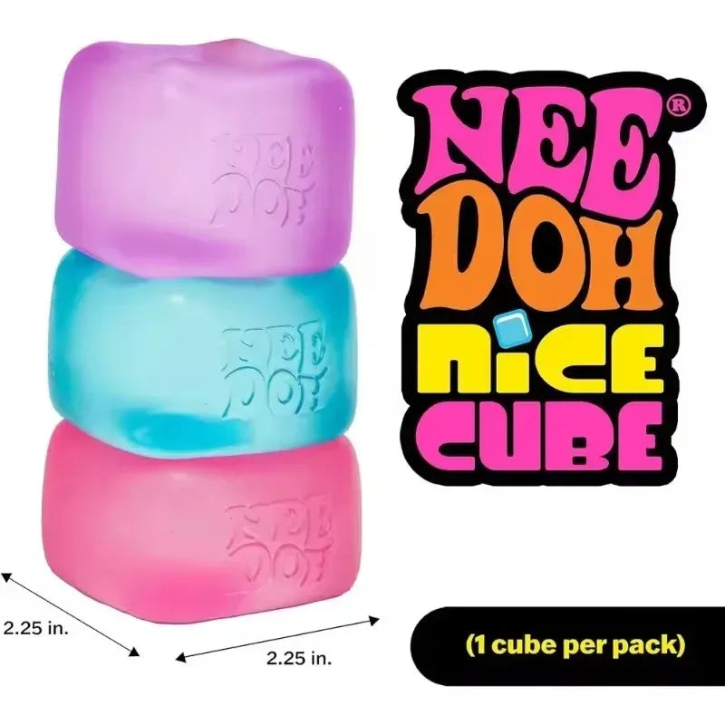 Needoh Squishy Schylling Nice Cube, Sensory Stress Reliever, Fidget Tool, Anti-Anxiety Relief Squeeze Toy For Kids.
