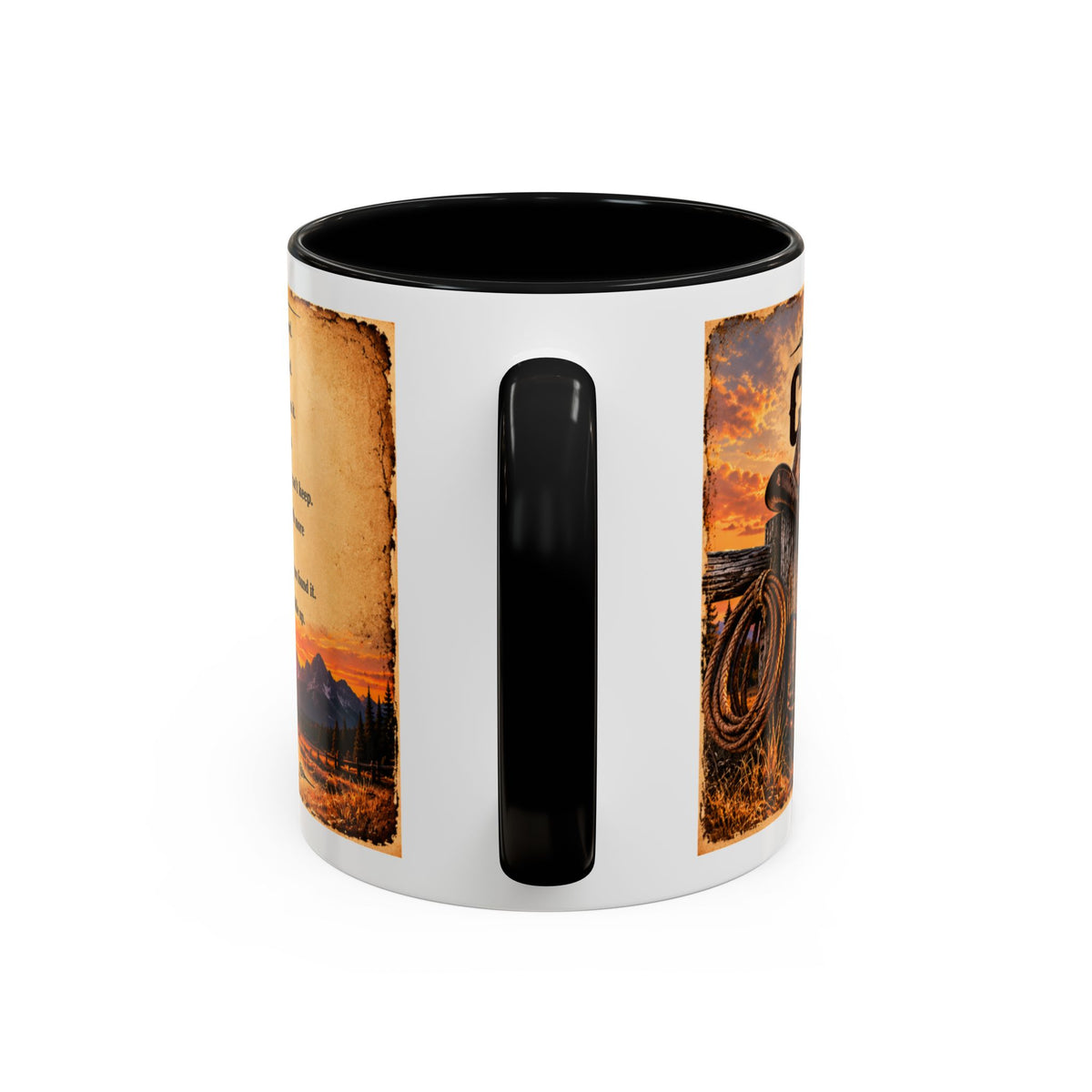 The Old Cowboy Rules Accent Coffee Mug (11, 15oz)