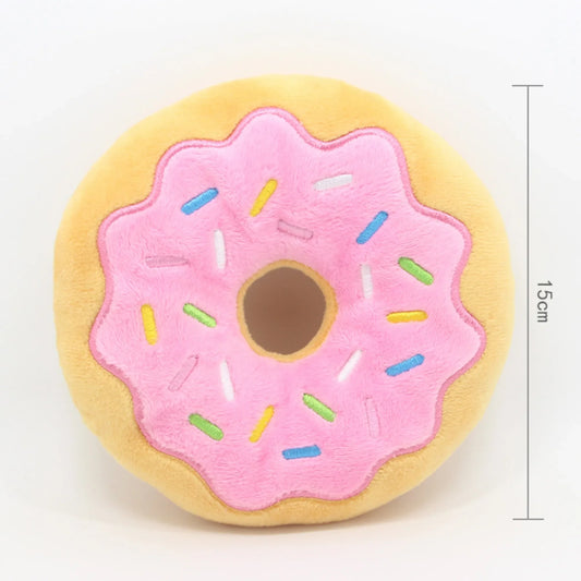 Dog Toys - Donut Plush Sound-making, Squeaky Sounding, Funny Interactive Bite-Resistant Chew Biting Teeth Grinding
