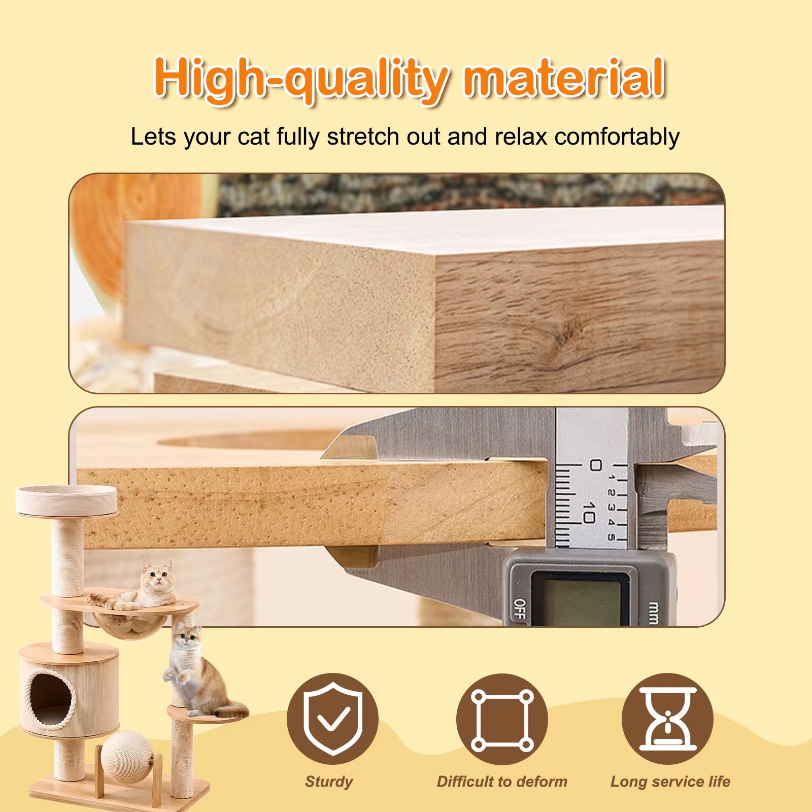 Cute Cat Climbing Tree Tower with Bed - Wear Resistant Multi-Level Cat Furniture 