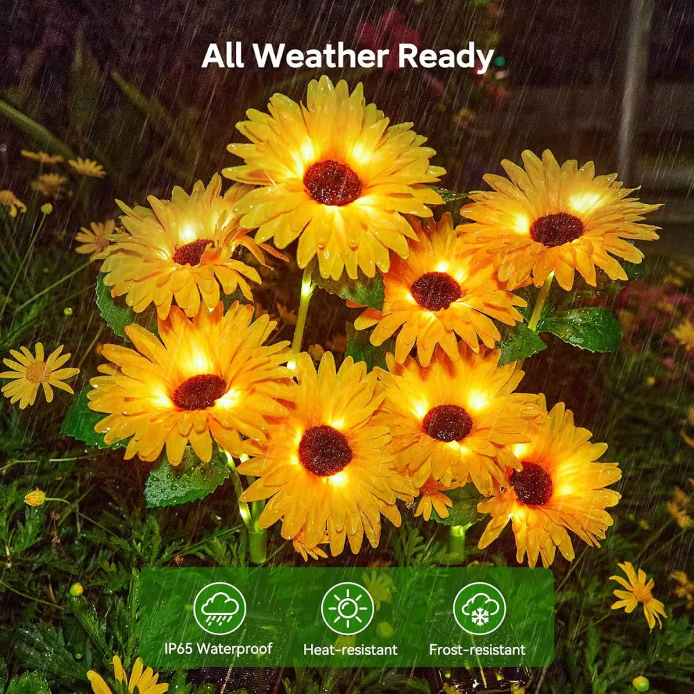Solar Daisy Flowers Lamp LED Garden Decorative Light Waterproof Outdoor Decorations for Garden Yard Lawn Pathway Holiday Decor