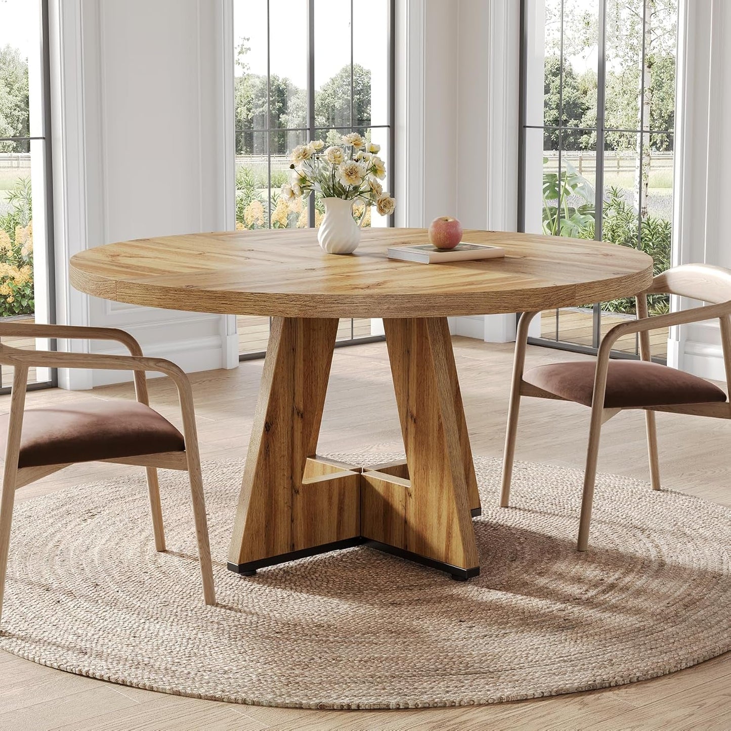Round Dining Table for 4-6 People, 47 Inches Dining Room Table with