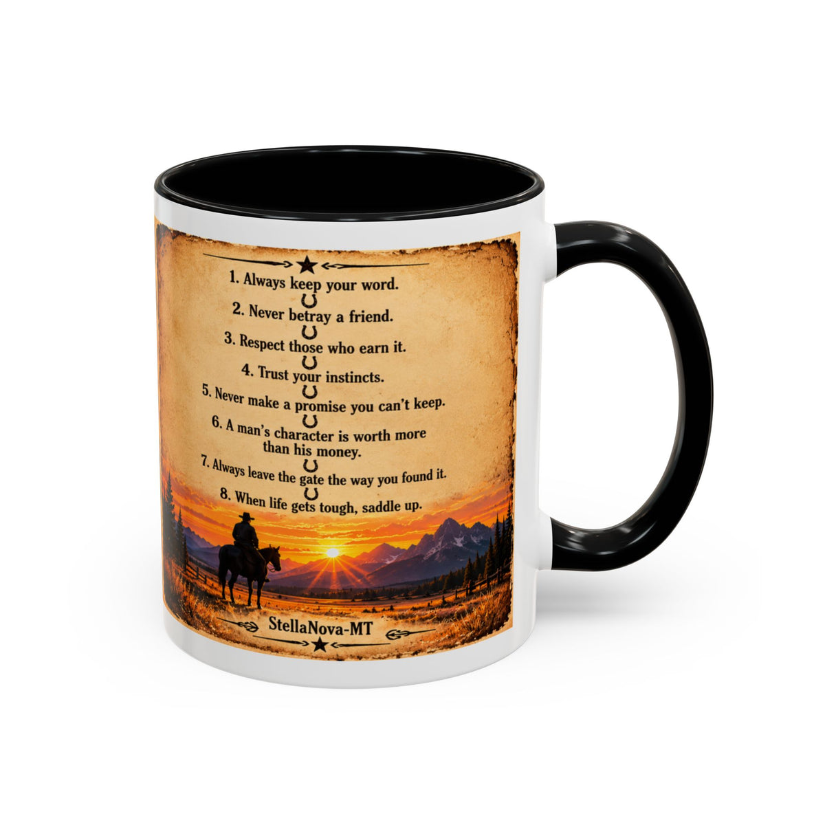 The Old Cowboy Rules Accent Coffee Mug (11, 15oz)