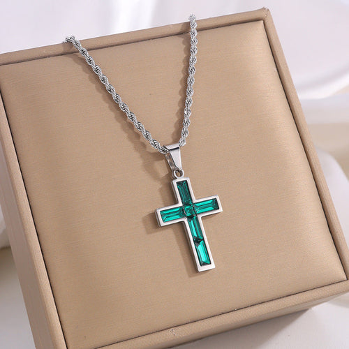 Fashion Jewelry European And American Ing Style Diamond Cross Necklace