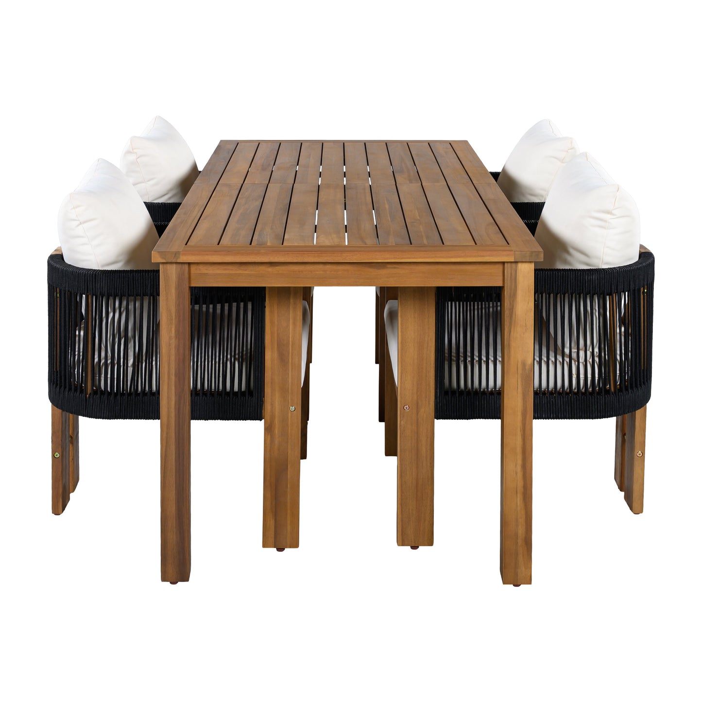 Luxury 5-Piece Outdoor Patio Dining Set for 4, Solid Acacia Wood