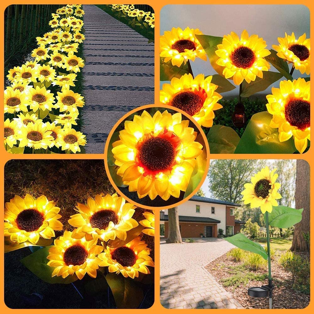 2/4/6 PCS Solar Sunflower Lights LED Waterproof Landscape Outdoor