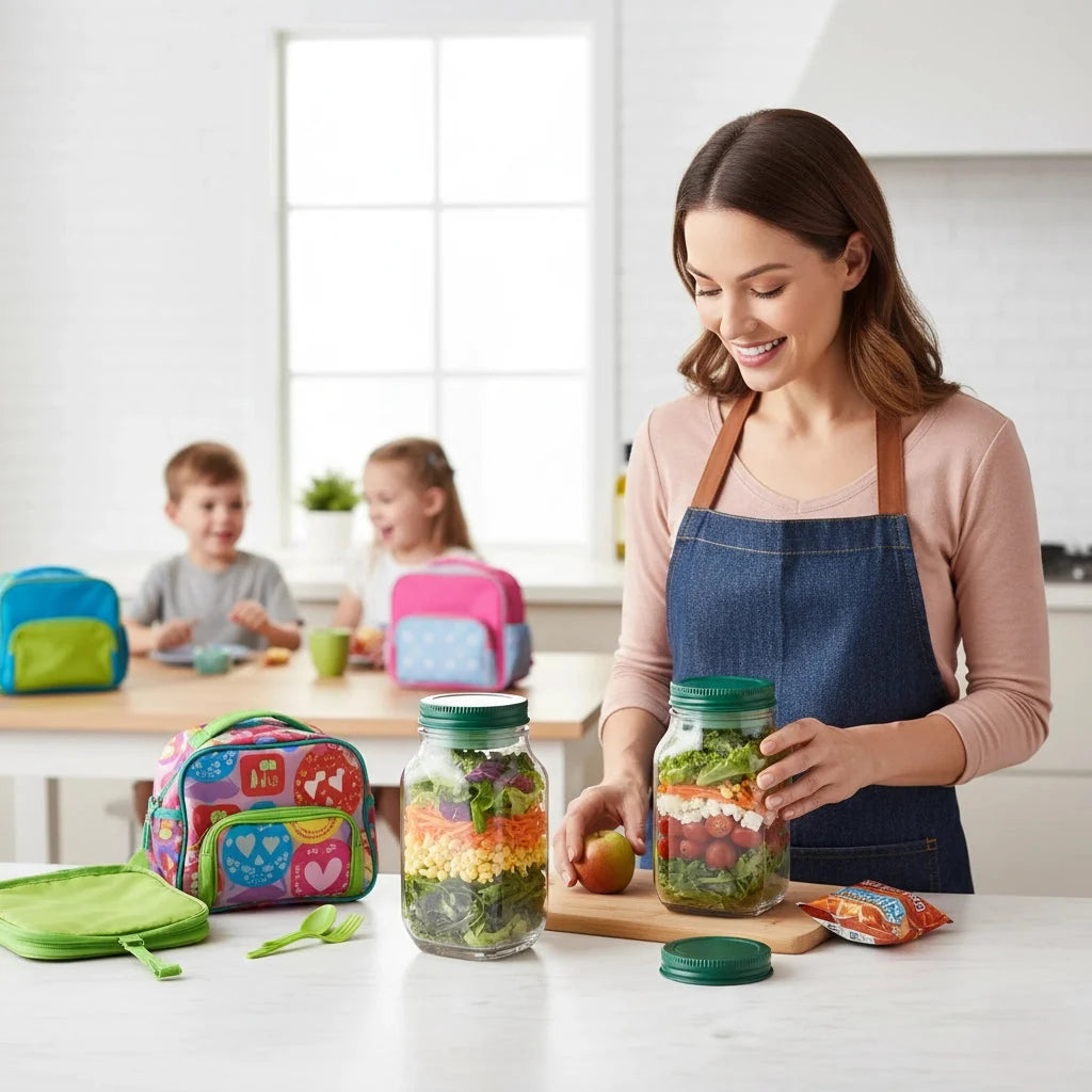 Royallure Salad Shaker Jar with Built-In Dressing Cup for Home, Outdoor, Travel and Par