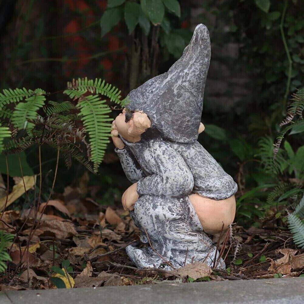 Naughty Gnome Miniature Statue Funny Resin Dwarf Home Garden
