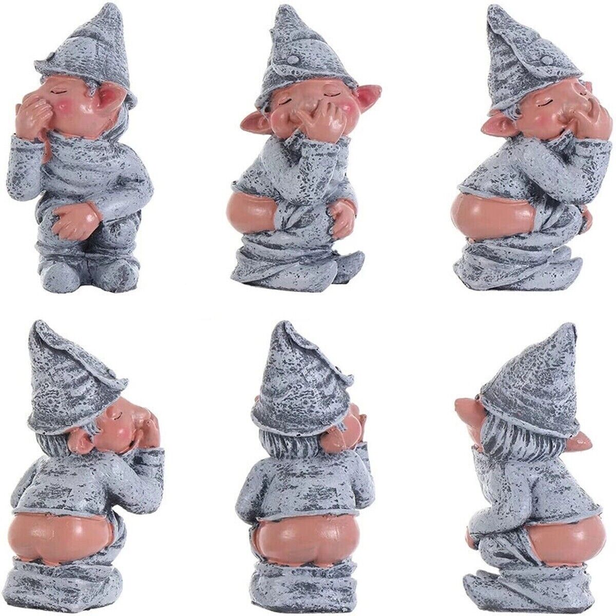 Naughty Gnome Miniature Statue Funny Resin Dwarf Home Garden