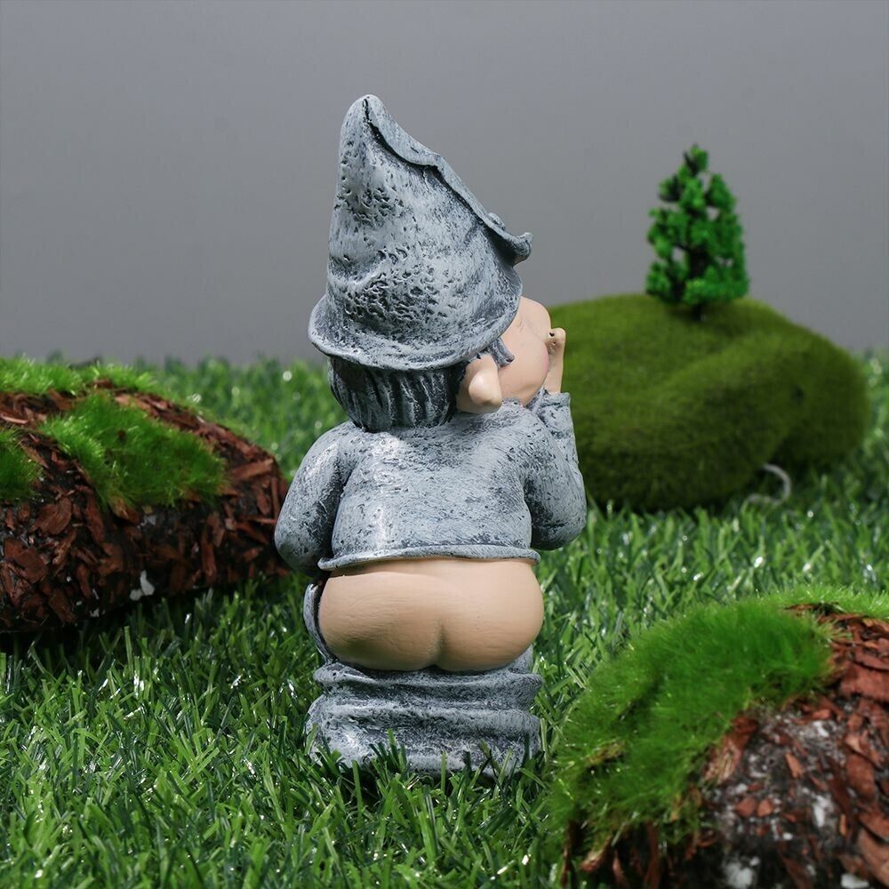 Naughty Gnome Miniature Statue Funny Resin Dwarf Home Garden