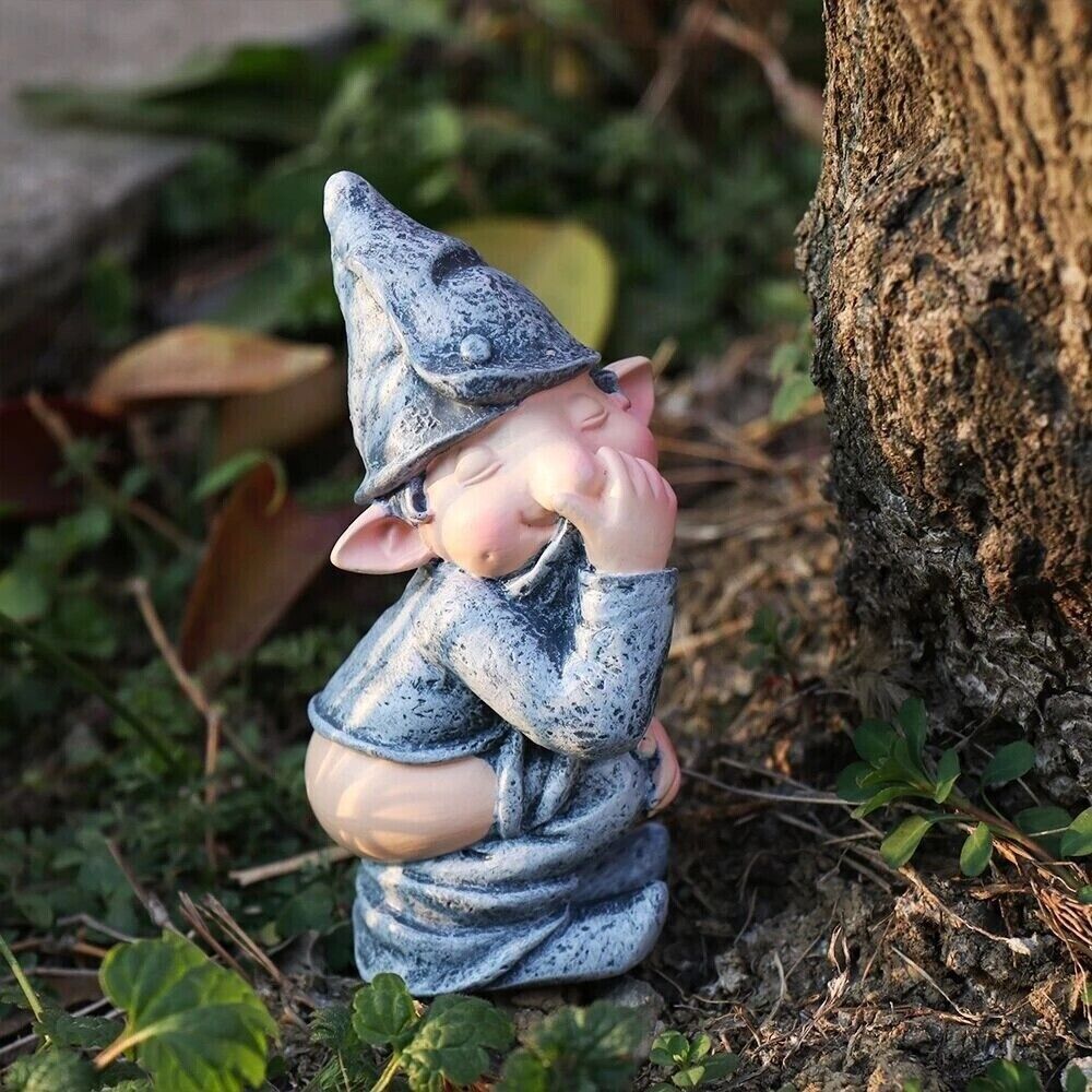 Naughty Gnome Miniature Statue Funny Resin Dwarf Home Garden