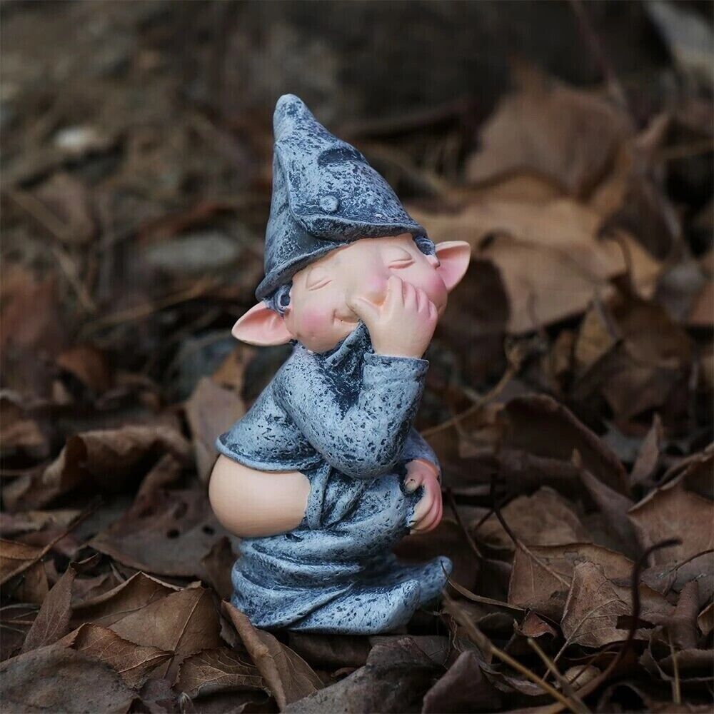 Naughty Gnome Miniature Statue Funny Resin Dwarf Home Garden